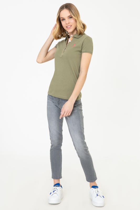 LADIES BASIC POLO SHIRT-KHAKI