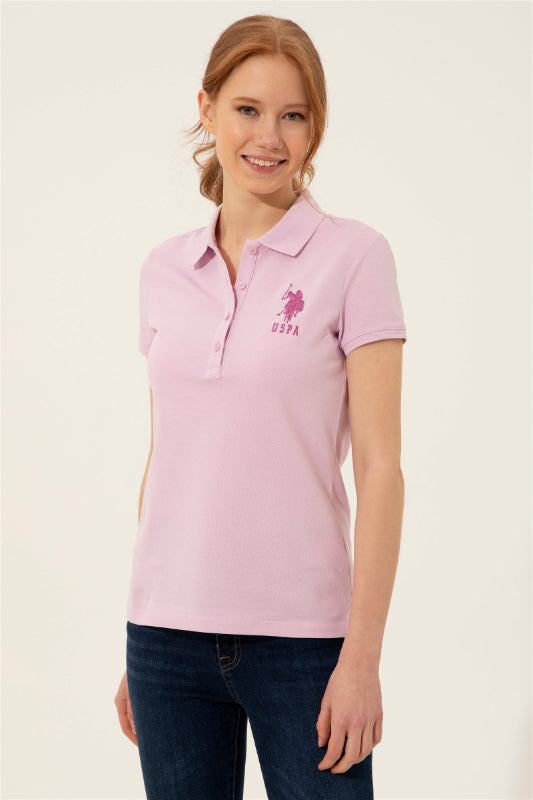 Sleeve Uspa Women's Polo Shirts Womens Basic Polo Shirt Light Pink