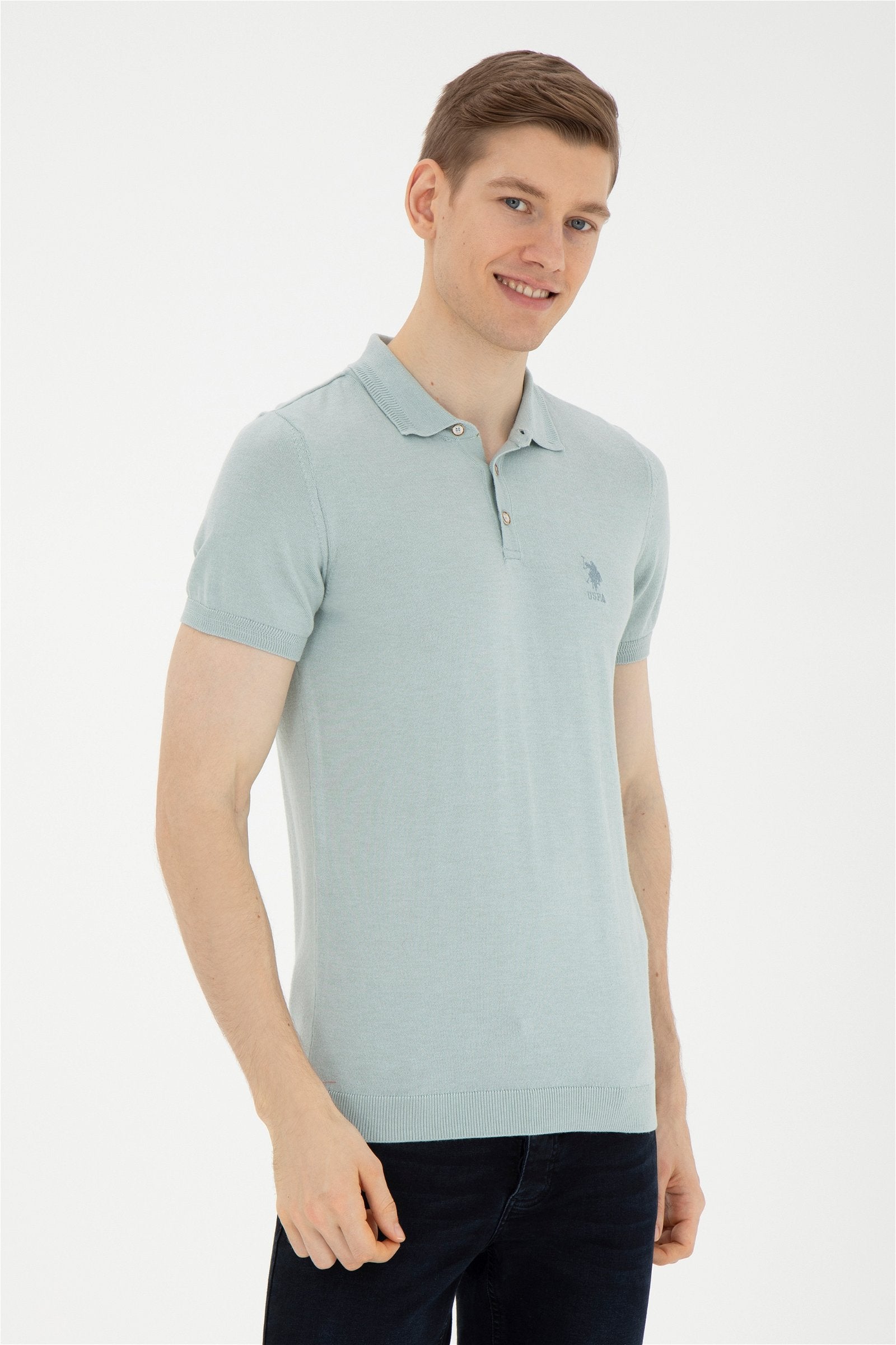 Mans Polo Shirt Water Green