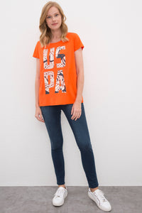 Womens Ladies T-Shirt Vermilion