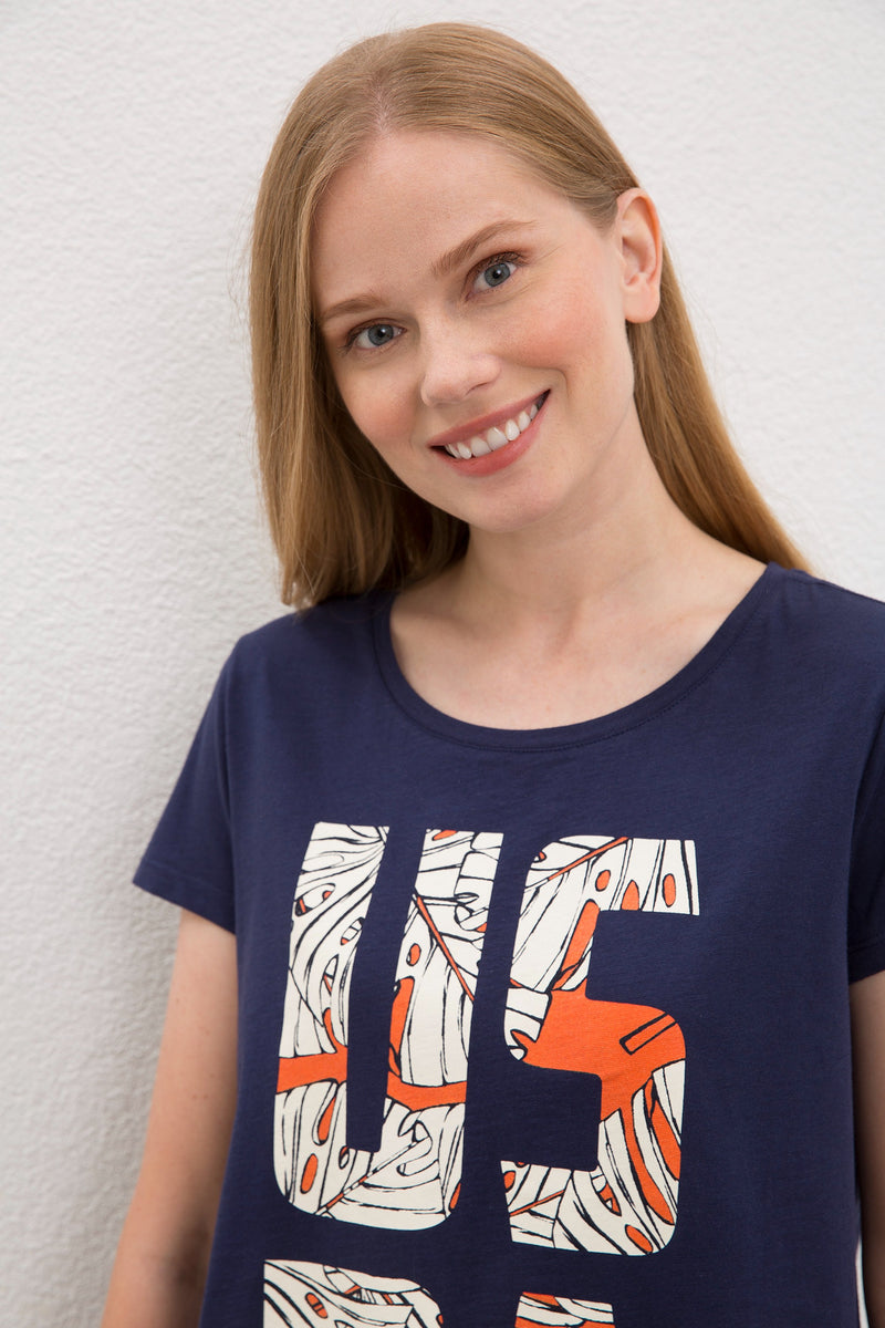 Womens Ladies T-Shirt Navy Blue