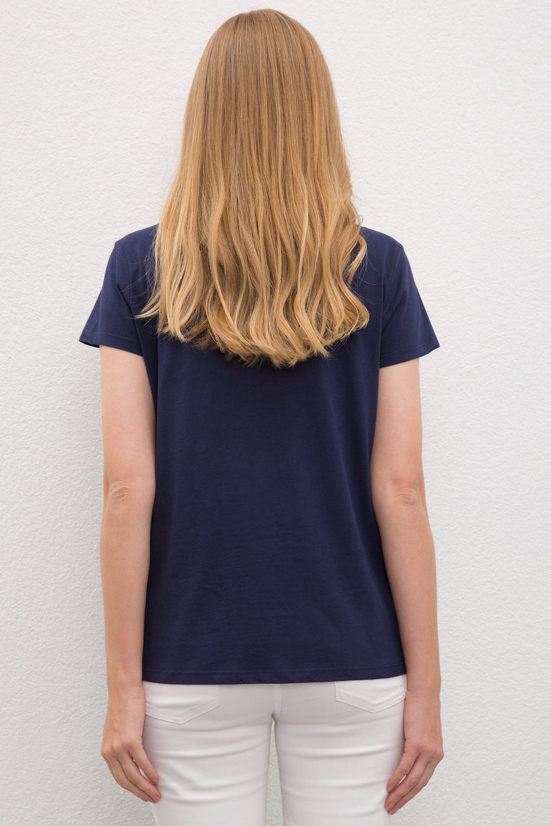 Womens Ladies T-Shirt Navy Blue