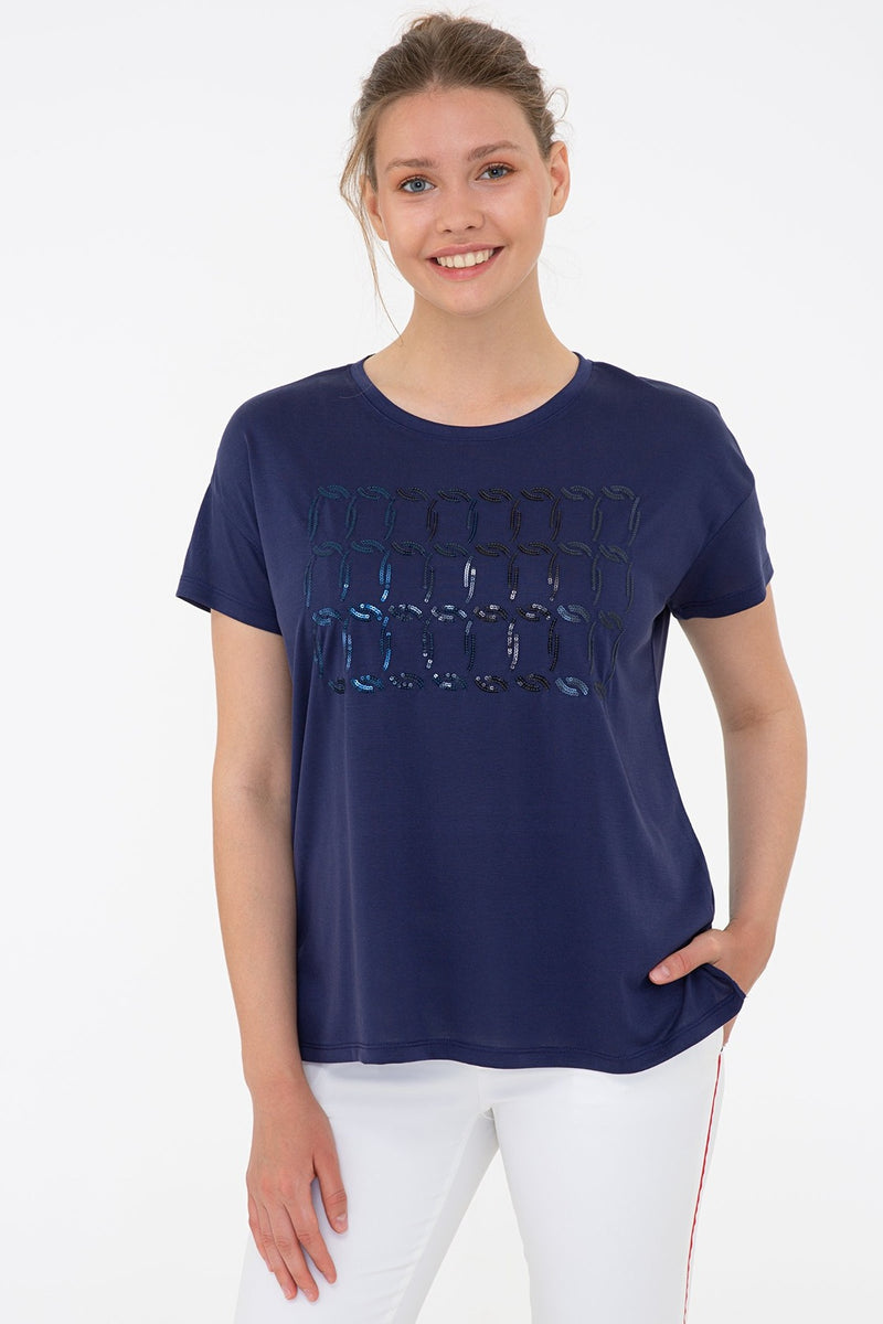 Womens Ladies T-Shirt Navy Blue