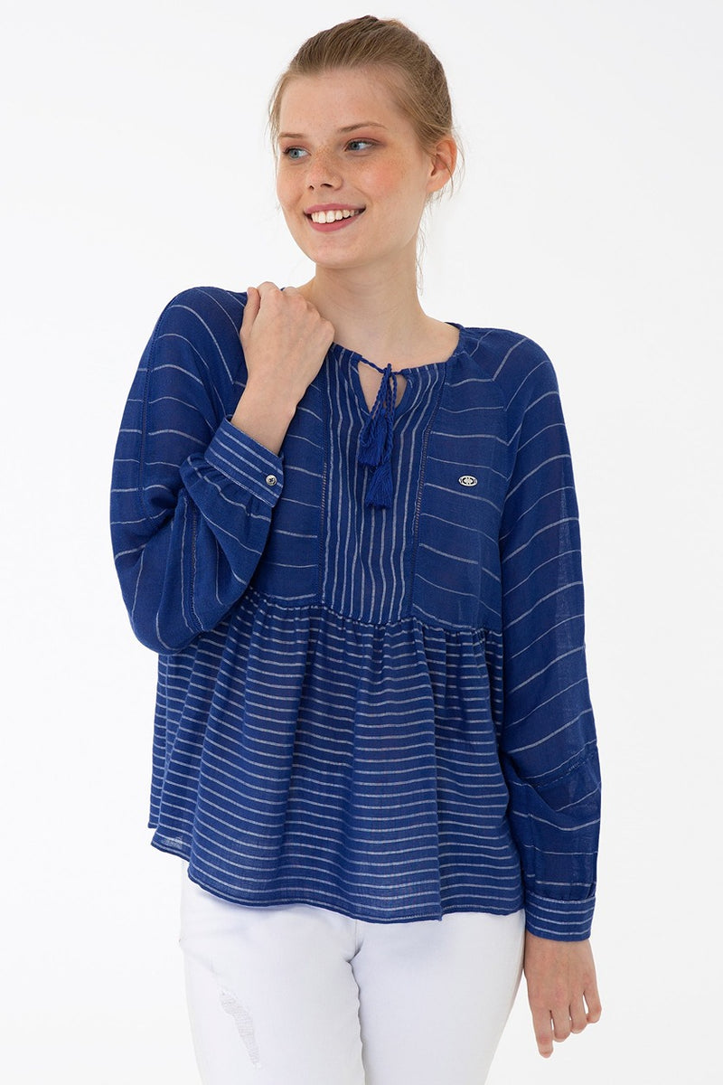 Womens Ladies Shirt Navy Blue