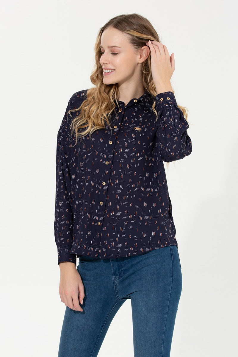 Womens Ladies Shirt Navy Blue