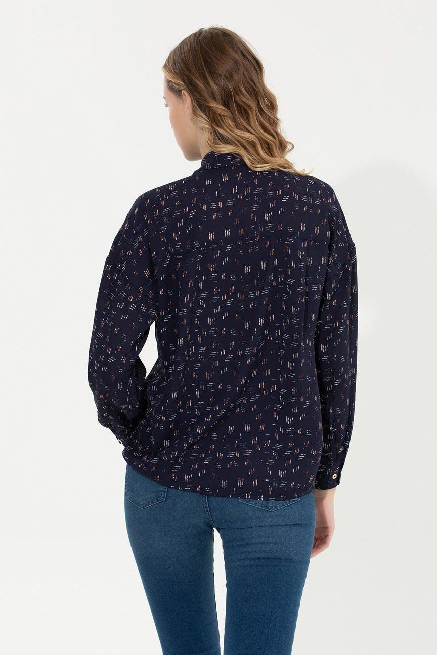Womens Ladies Shirt Navy Blue