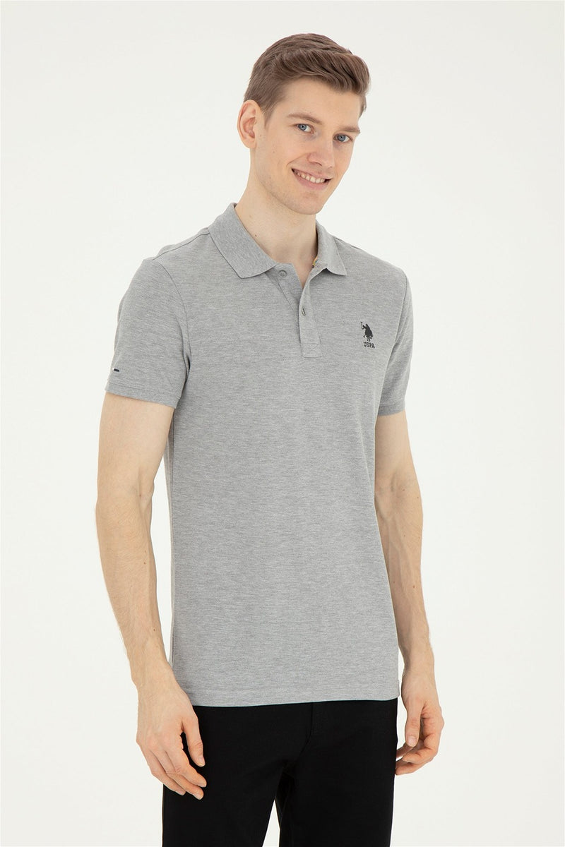 Mens Basic Polo Shirt Grey Melange