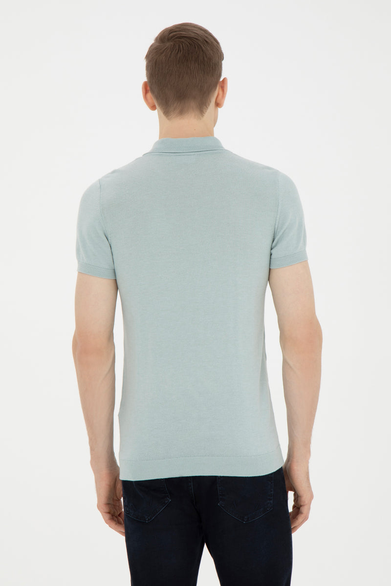 Mans Polo Shirt Water Green