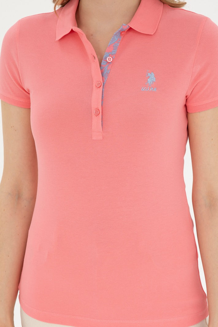 Womens Ladies Basic Polo Shirt Pink