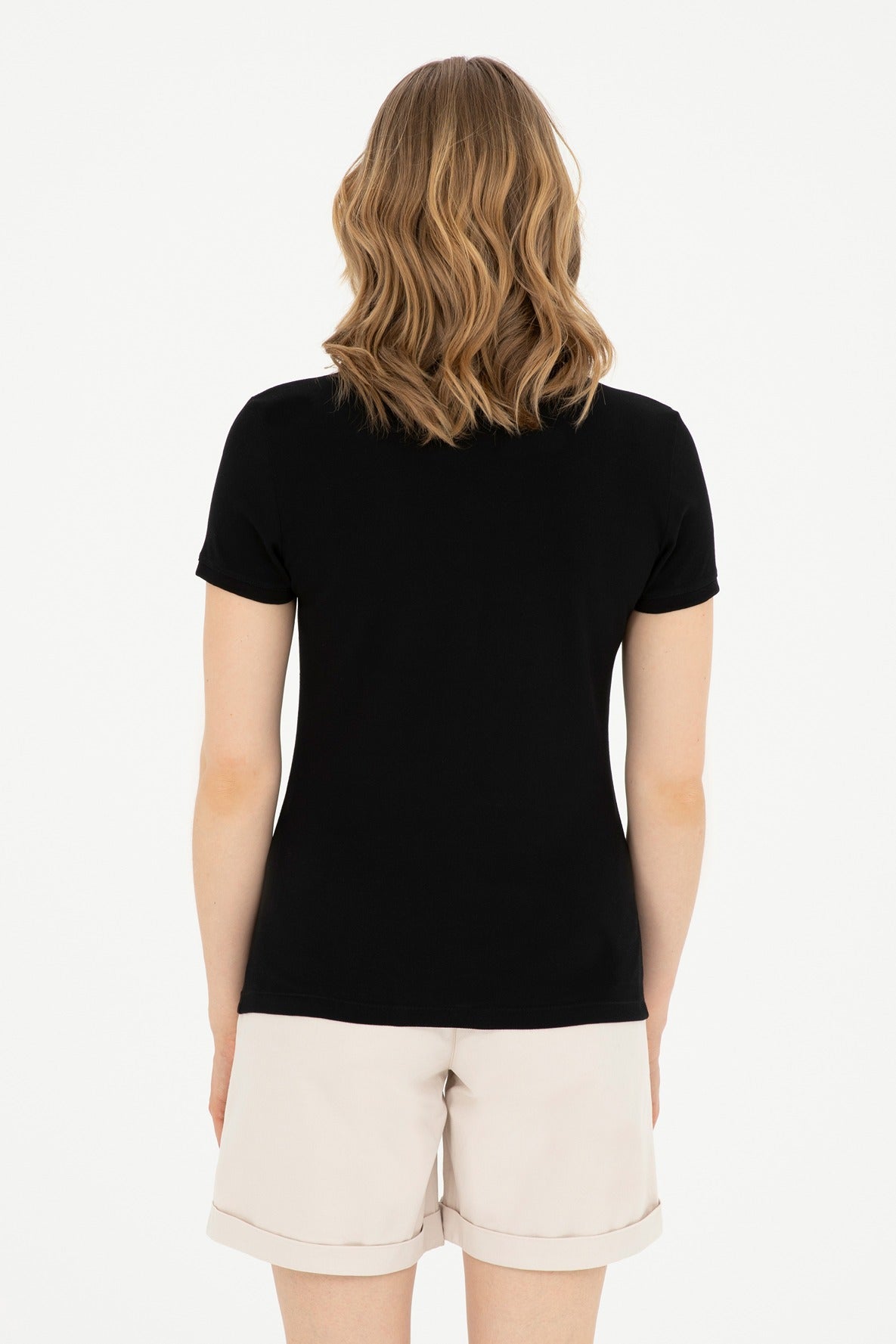 Womens Ladies Basic Polo Shirt Black