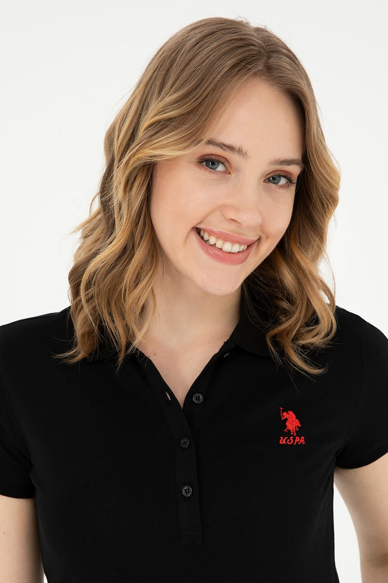 Womens Ladies Basic Polo Shirt Black