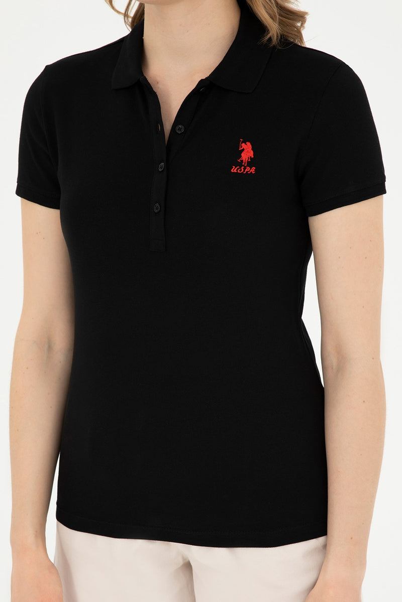 Womens Ladies Basic Polo Shirt Black