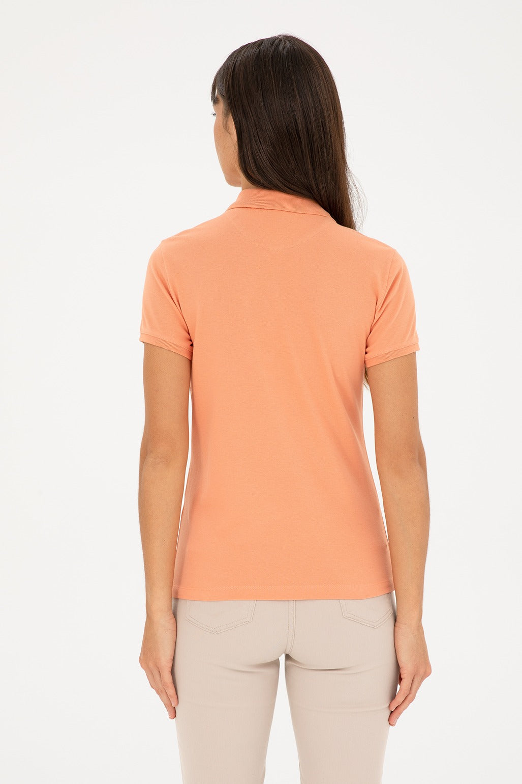 Womens Ladies Basic Polo Shirt Salmon