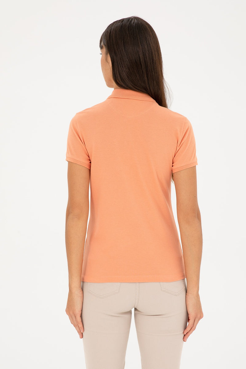 Womens Ladies Basic Polo Shirt Salmon