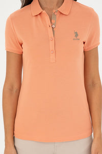Womens Ladies Basic Polo Shirt Salmon