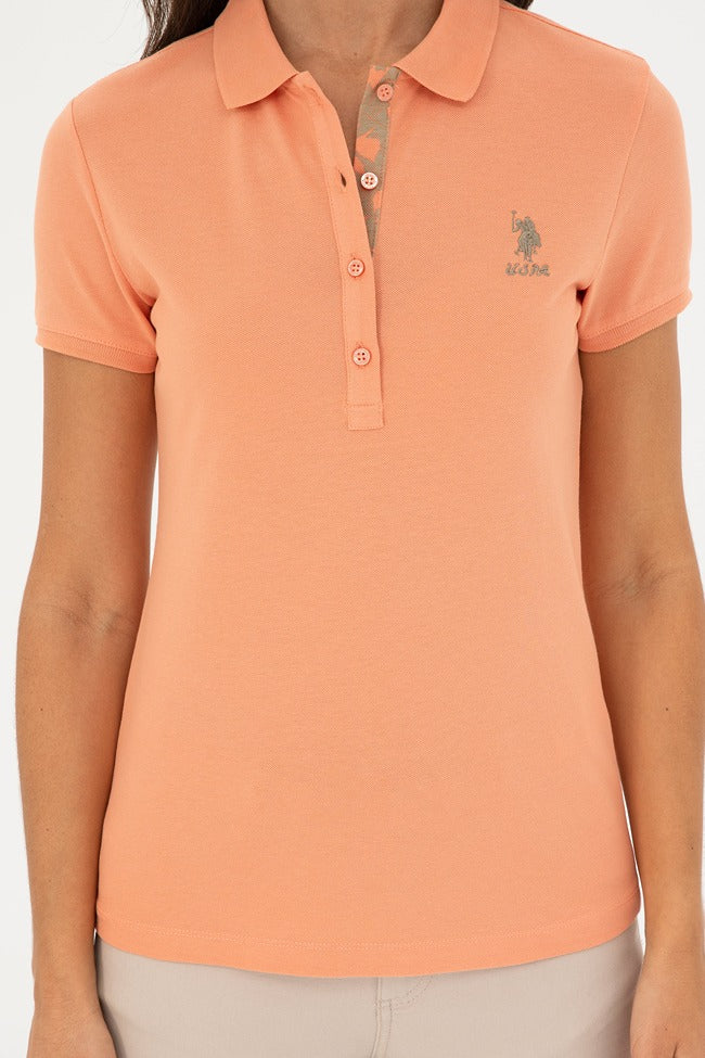 Womens Ladies Basic Polo Shirt Salmon