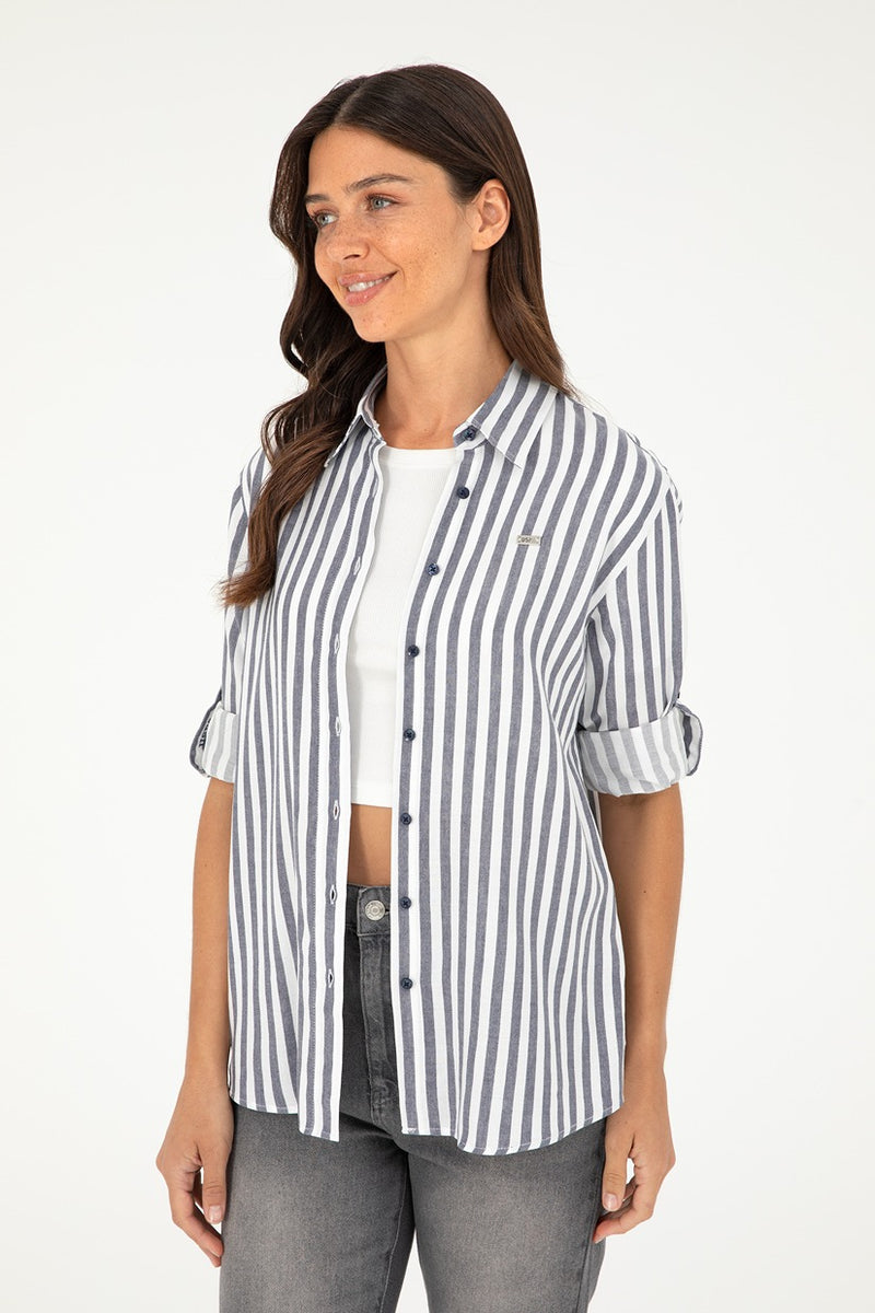 Womens Ladies Shirt Navy Blue